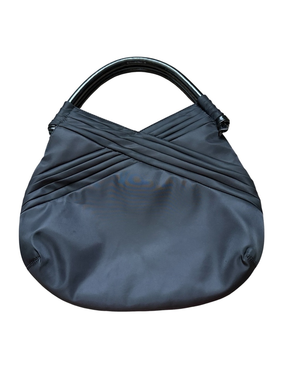Vintage Simply Vera Vera Wang Black Nylon Pleated Hobo Bag